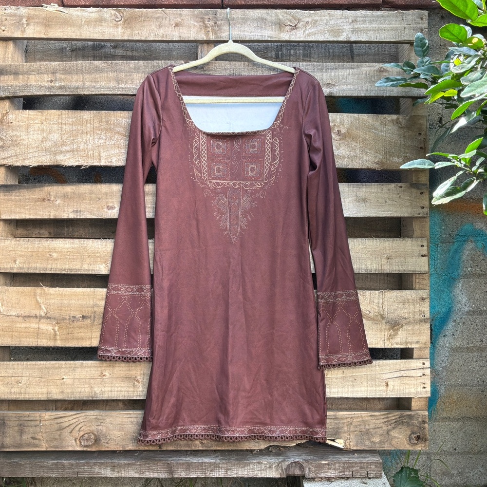 Vintage-Inspired Boho Embroidered Mini Dress